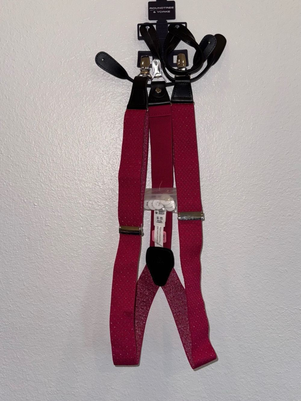 Roundtree & Yorke Sparkle Pink Suspenders